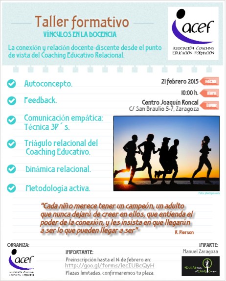 Taller formativo VINCULOS en la DOCENCIA. Coaching Educativo. 