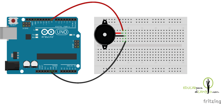 Arduino UNO, buzzer, speaker, zumbador