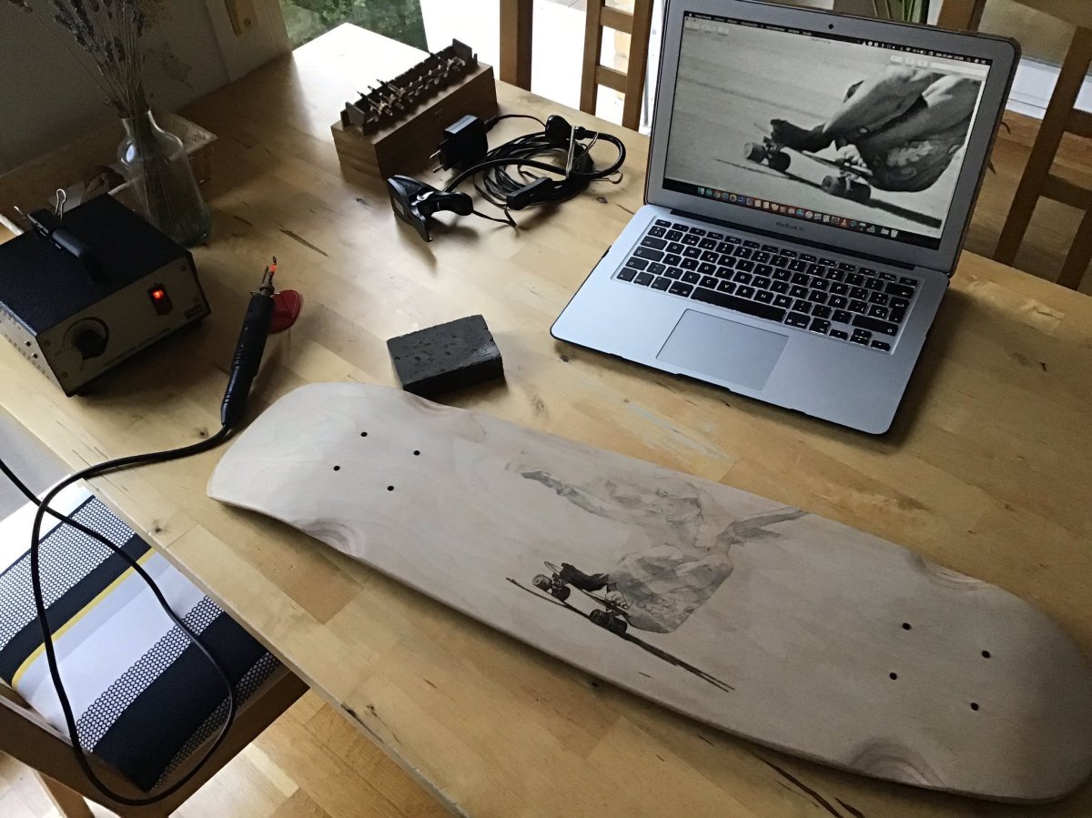 70's California skate culture by Hugh Holland pyrography