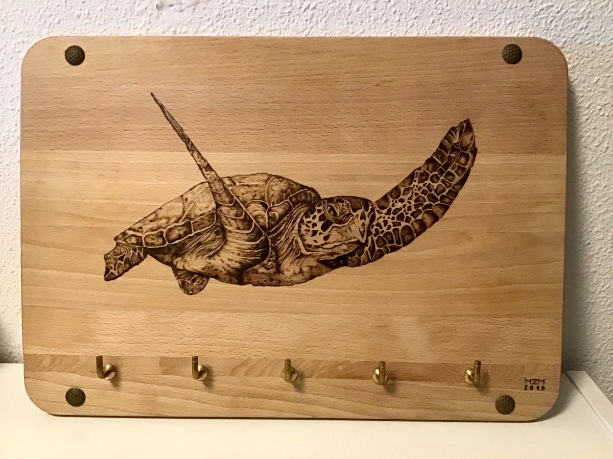 Pirograbado tortuga marina 03