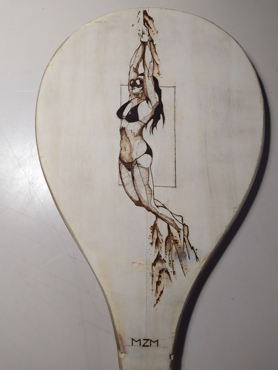 Diver pyrography wood burnings 5