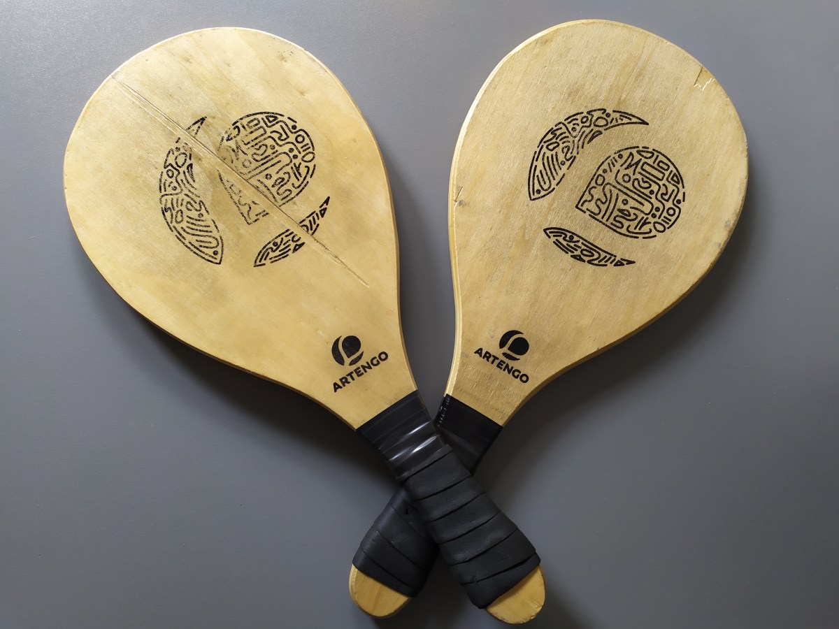 Beach rackets pyrography 2