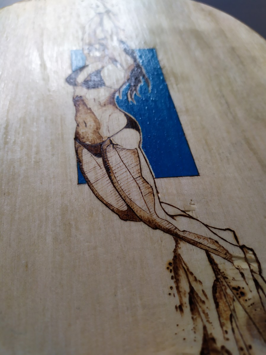 Beach rackets pyrography 2