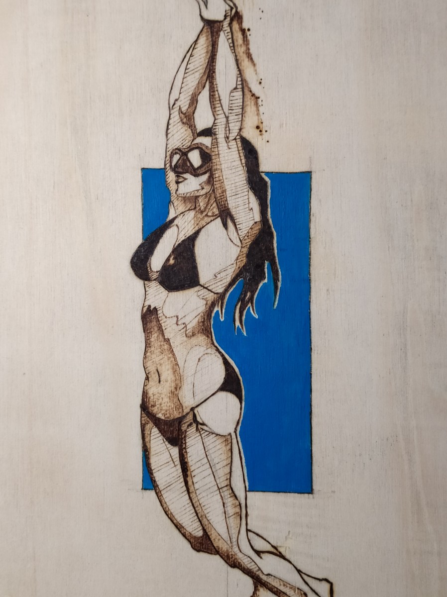 Diver pyrography wood burnings 7